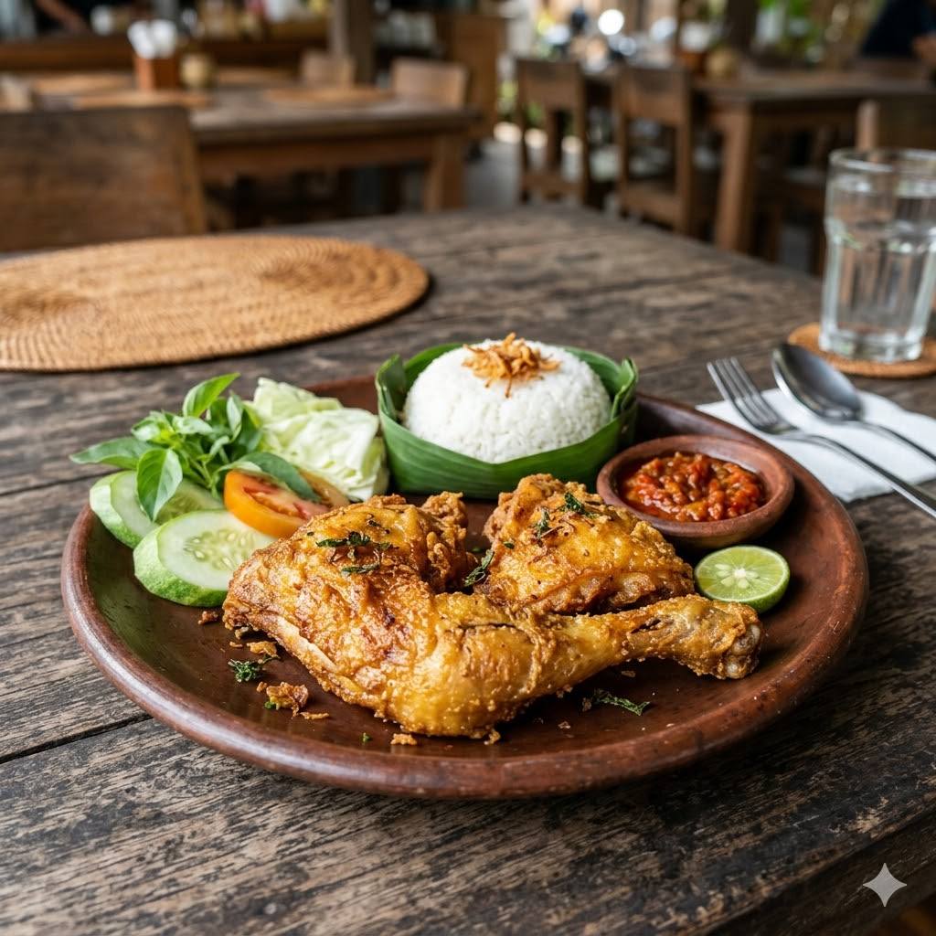 Ayam Goreng Original 1 Ekor dengan lalap dan sambal